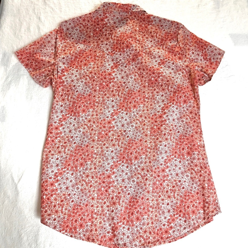Wrangler Wrancher Shirt Cotton Floral Pearl Snap Western Short Sleeve Women S - Picture 5 of 8